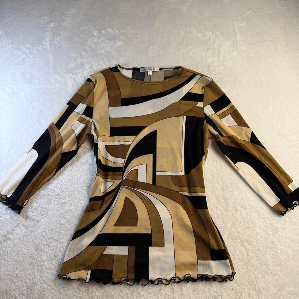 Vintage Y2K Moa Moa abstract long sleeve mesh top